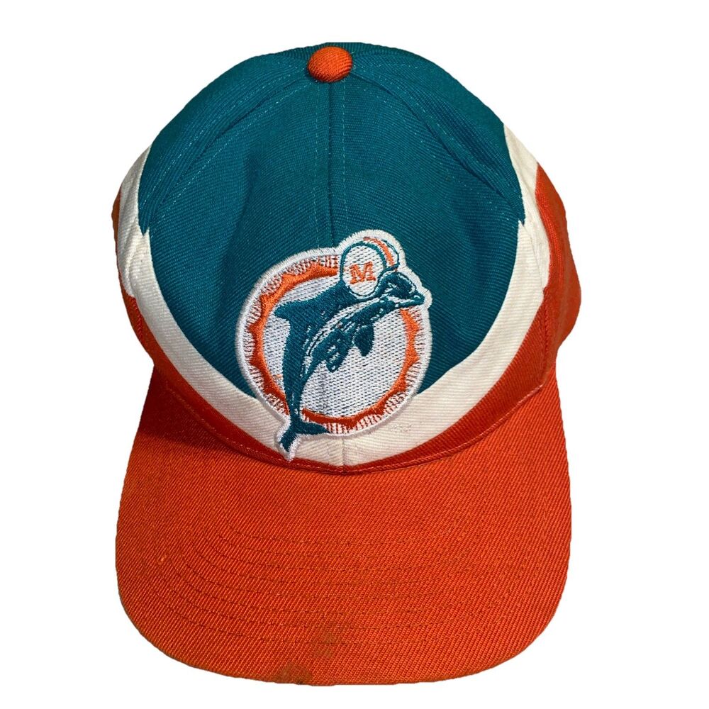 Vintage NFL Apex One Miami Dolphins Hat Orange Blue White Made In Bangladesh